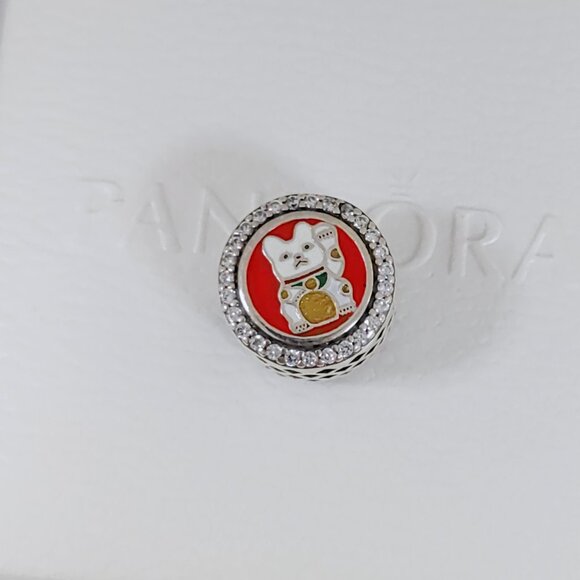 Pandora Lucky Cat Wealth Bead Double-sided Charm S925 Silver Bracelet Pendant - Picture 4 of 5